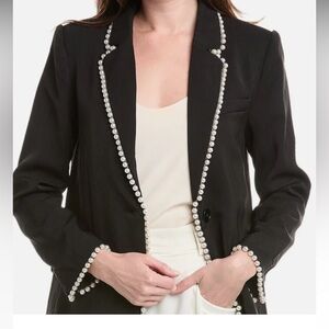 Black Pearl-Trimmed Women's Blazer
